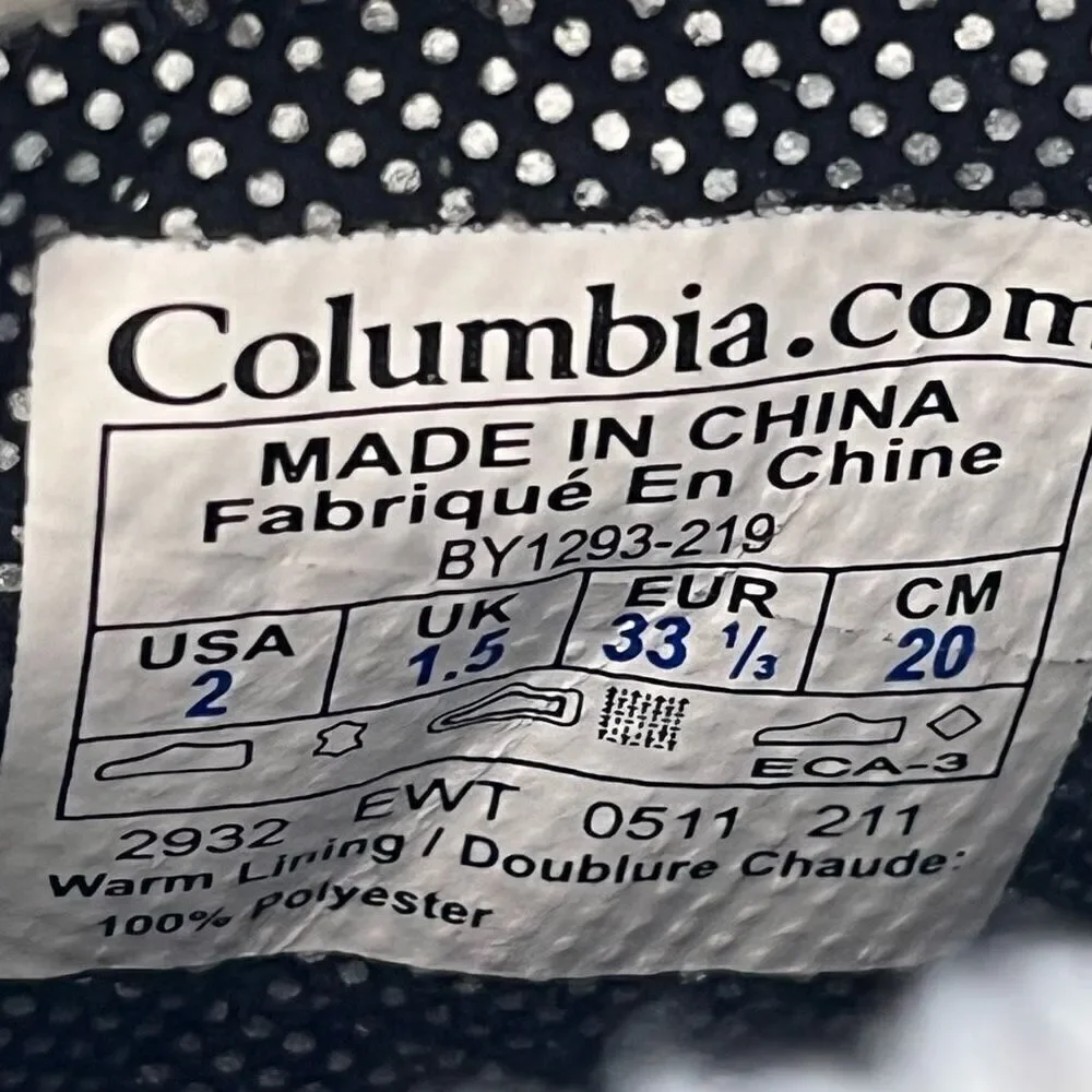 Columbia Youth Cold Weather Boot   Youth Sz 2   EUC